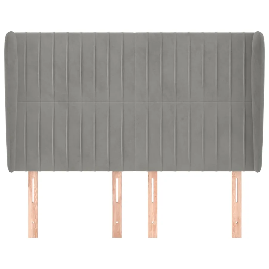 Tête de lit avec oreilles Gris clair 147x23x118/128 cm Velours - 3