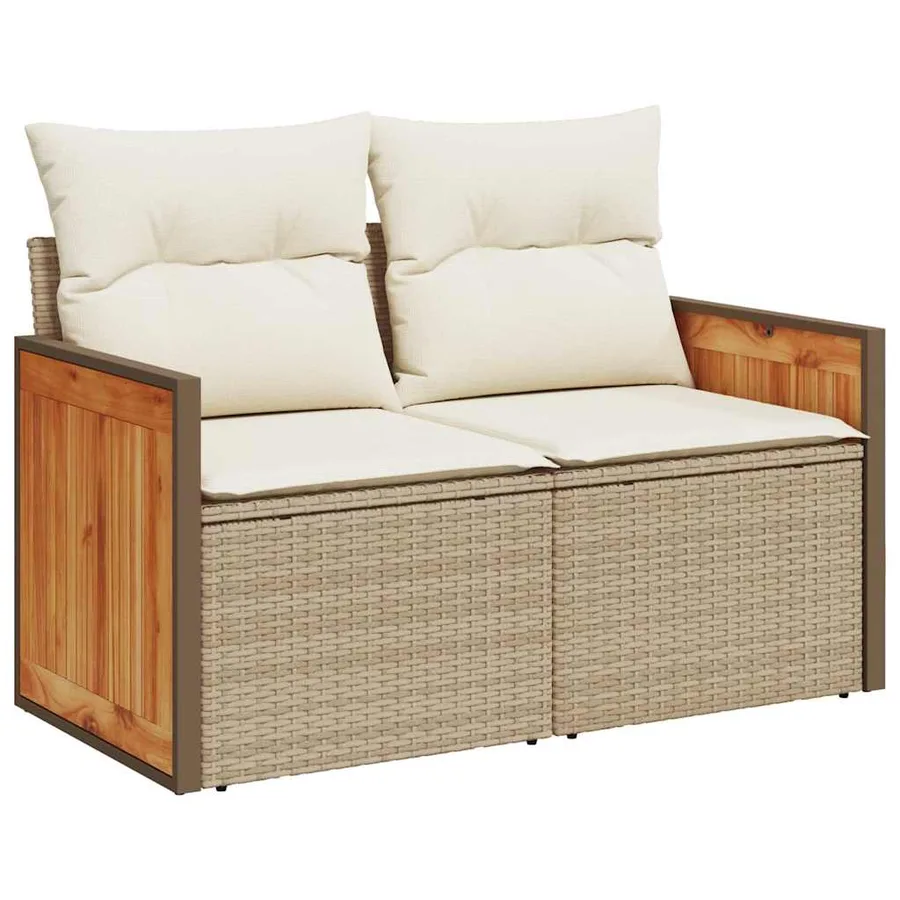 Ensemble de canapé de jardin 9 pcs Beige et crème polyrotin - 6