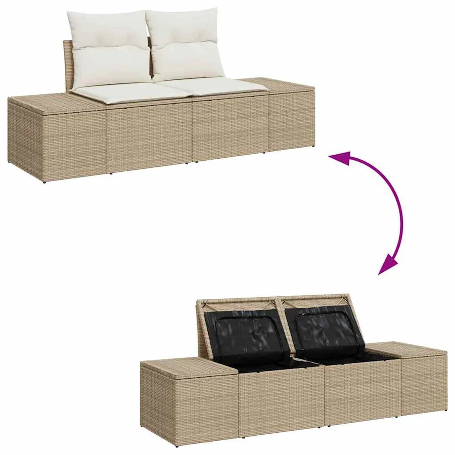 Ensemble de canapé de jardin 8 pcs Beige Poly rotin - 9
