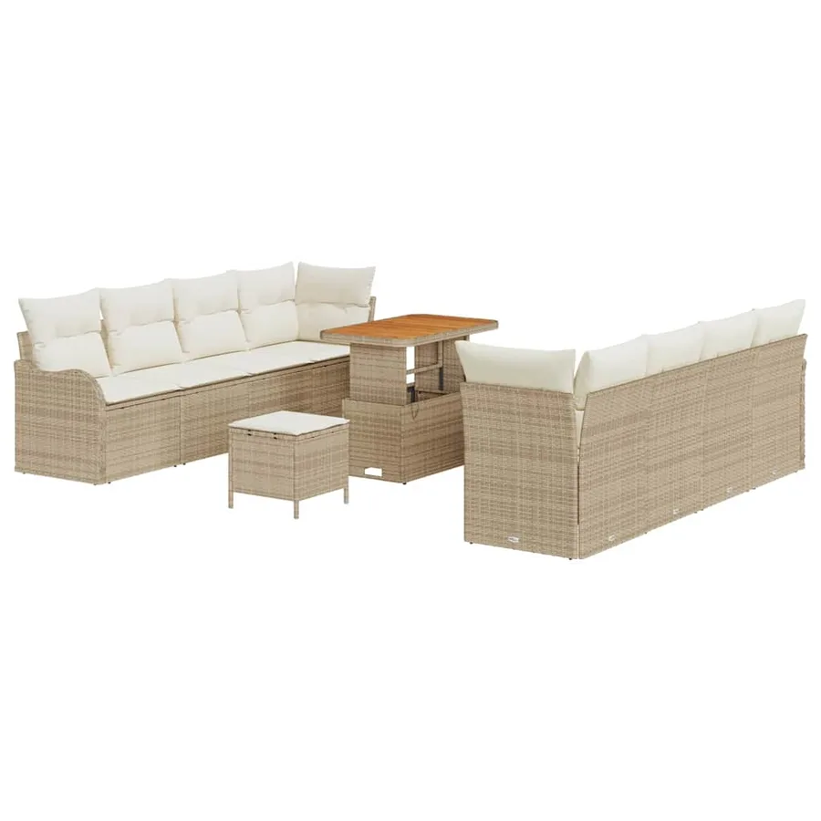 Ensemble de canapé de jardin avec coussin 11 pcs Beige et crème - 2