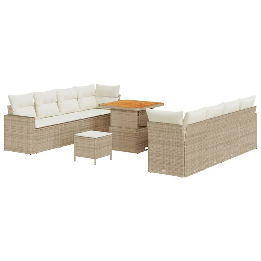 Ensemble de canapé de jardin 12 pcs Beige et crème polyrotin - 2
