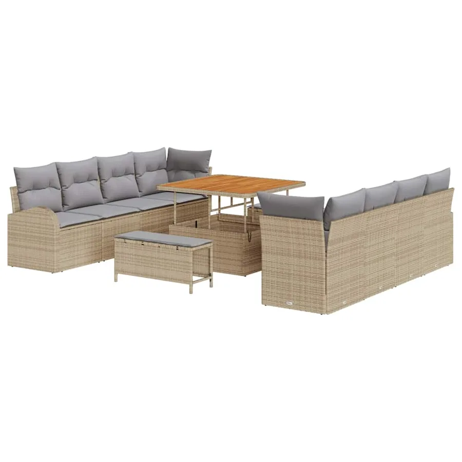Ensemble de canapé de jardin 11 pcs Beige et Gris clair - 2