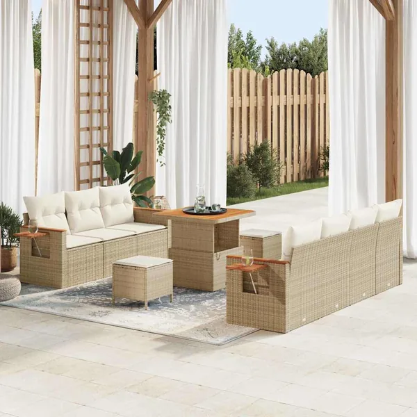 Ensemble de canapé de jardin 13 pcs Beige et crème polyrotin