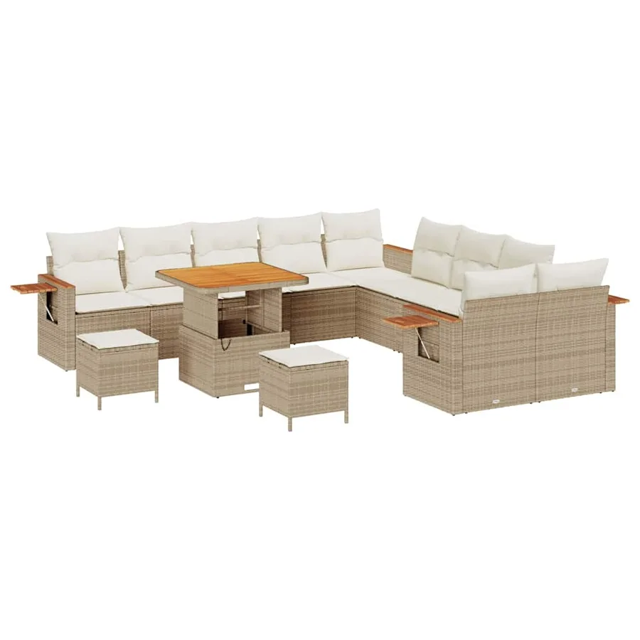 Ensemble de canapé de jardin 17 pcs Beige et crème polyrotin - 2