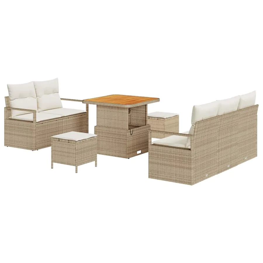 Ensemble de canapé de jardin avec coussin 8 pcs Beige et crème - 2