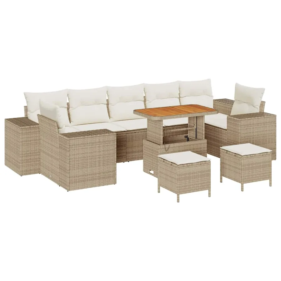 Ensemble de canapé de jardin avec coussin 10 pcs Beige et crème - 2