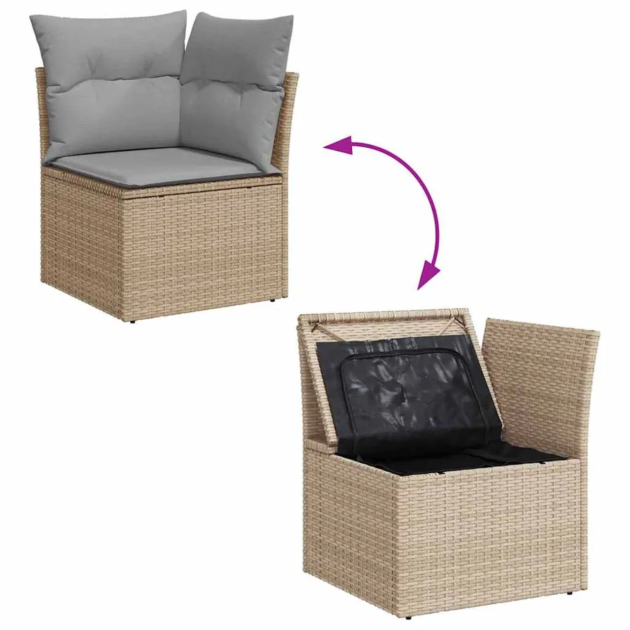Ensemble de canapé de jardin 9 pcs Beige et Gris clair - 12