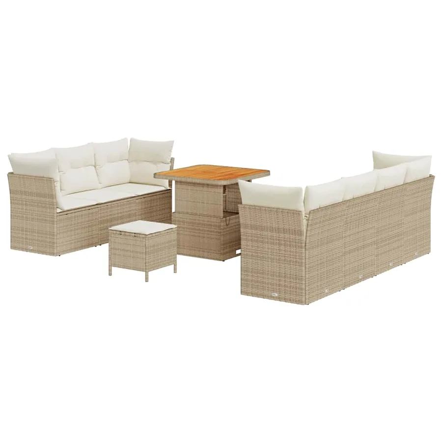 Ensemble de canapé de jardin avec coussin 10 pcs beige et crème - 2
