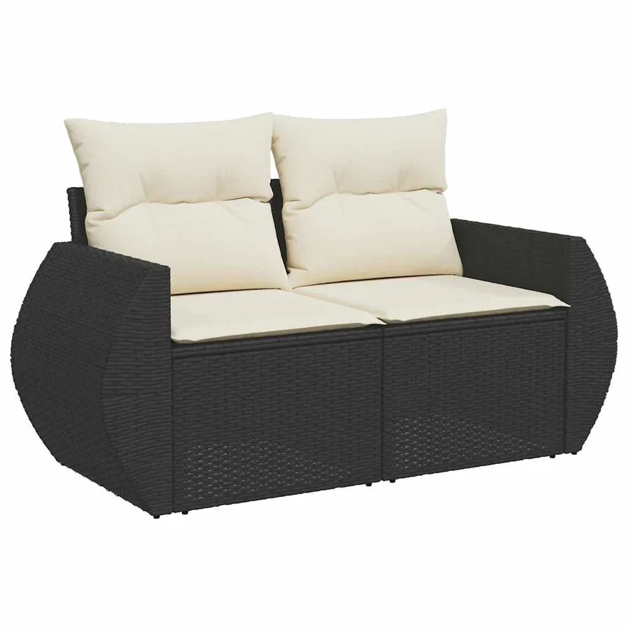 Ensemble de canapé de jardin 9 pcs Noir et Crème polyrotin - 6