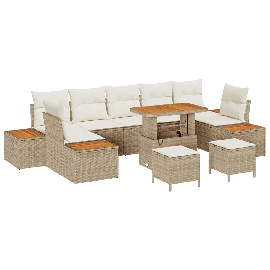 Ensemble de canapé de jardin avec coussin 10 pcs Beige et crème - 2