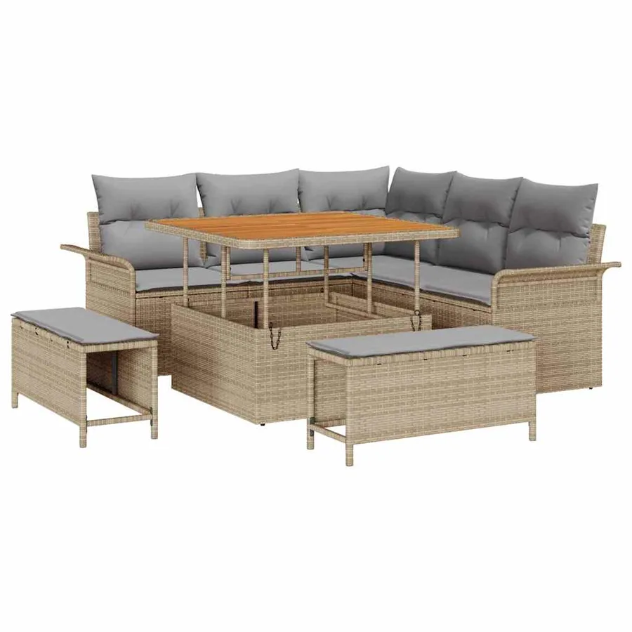 Ensemble de canapé de jardin 8 pcs Beige et Gris clair - 2