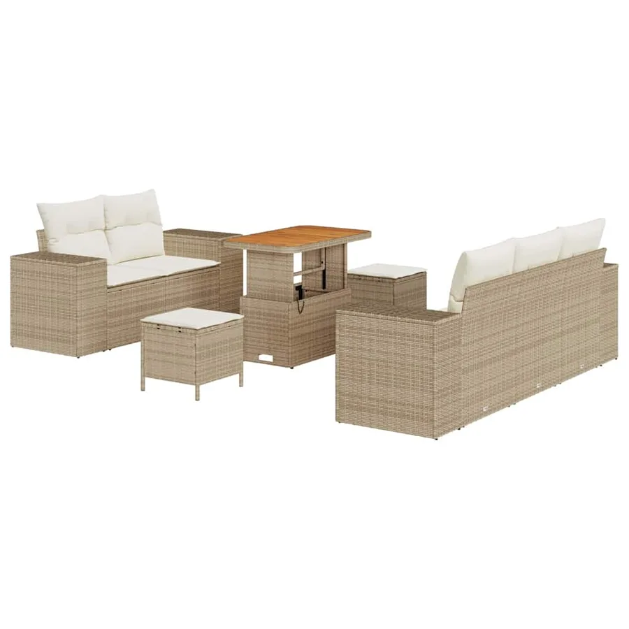 Ensemble de canapé de jardin 8 pcs Beige et crème Poly Rattan - 2