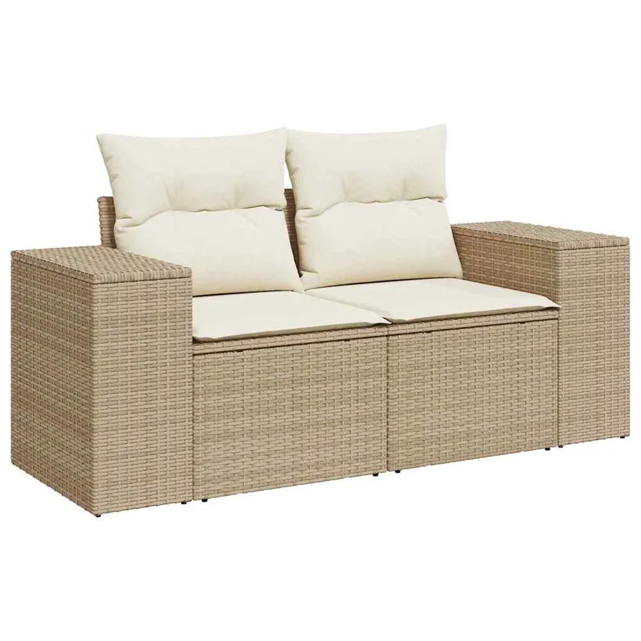 Ensemble de canapé de jardin 9 pcs Beige et crème polyrotin - 6