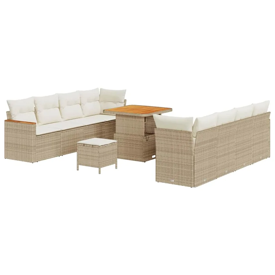Ensemble de canapé de jardin 12 pcs Beige polyrotin - 2