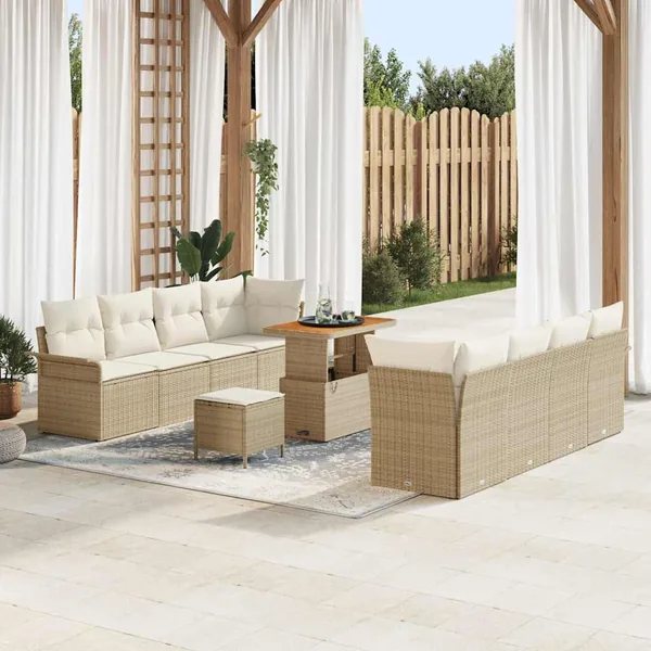 Ensemble de canapé de jardin Beige et crème 90 x 55 x 71 cm