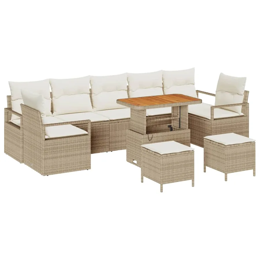 Ensemble de canapé de jardin avec coussin 10 pcs Beige et crème - 2
