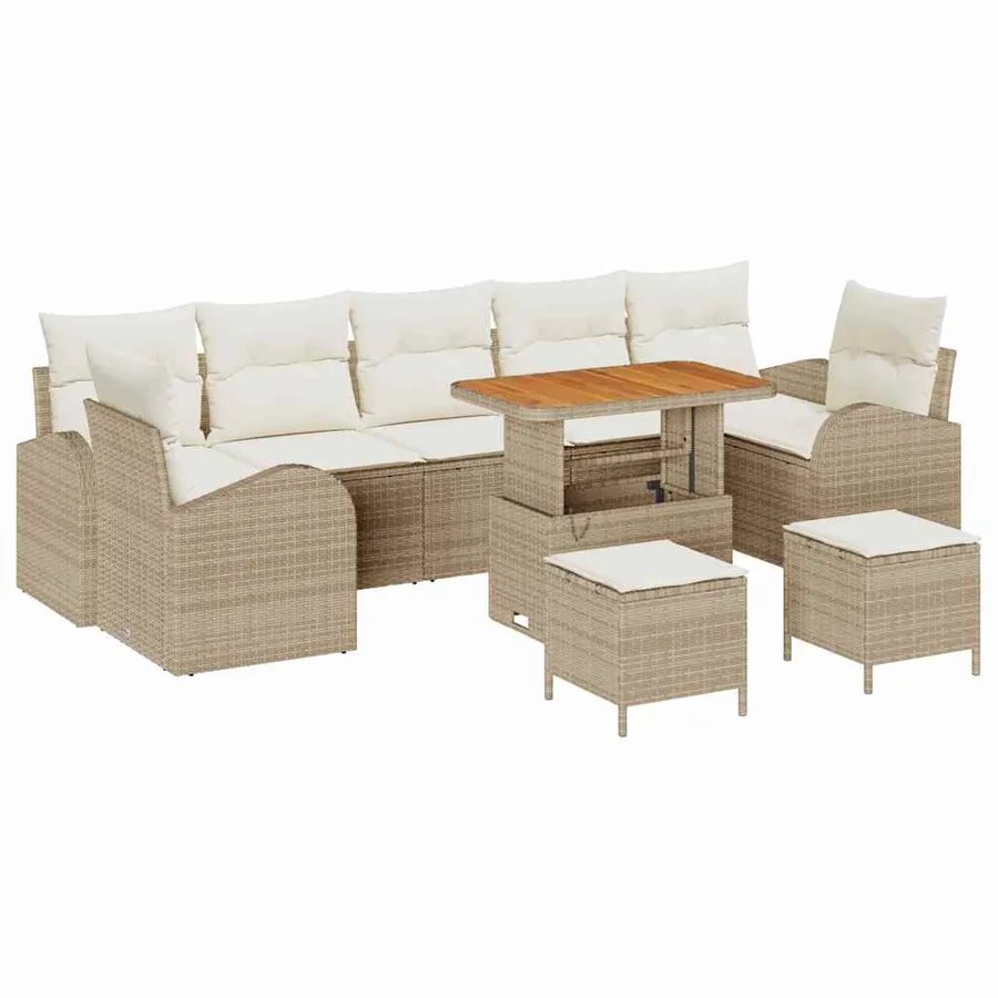 Ensemble de canapé de jardin avec coussin 10 pcs Beige et crème - 2