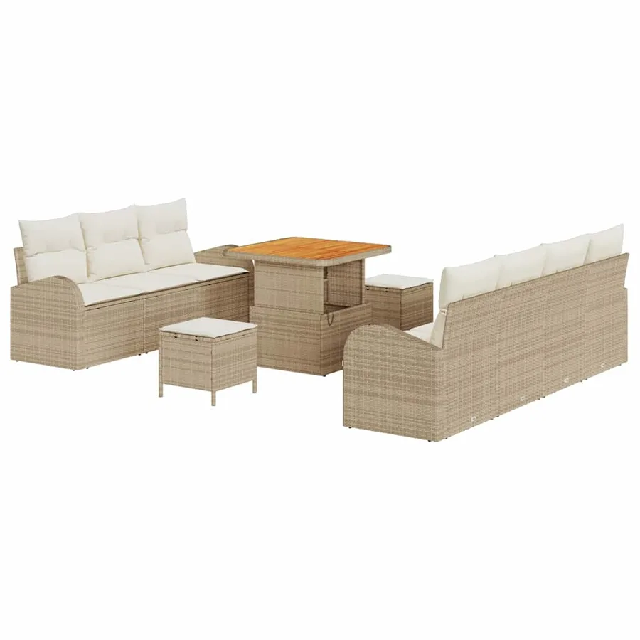 Ensemble de canapé de jardin avec coussin 10 pcs Beige et crème - 2