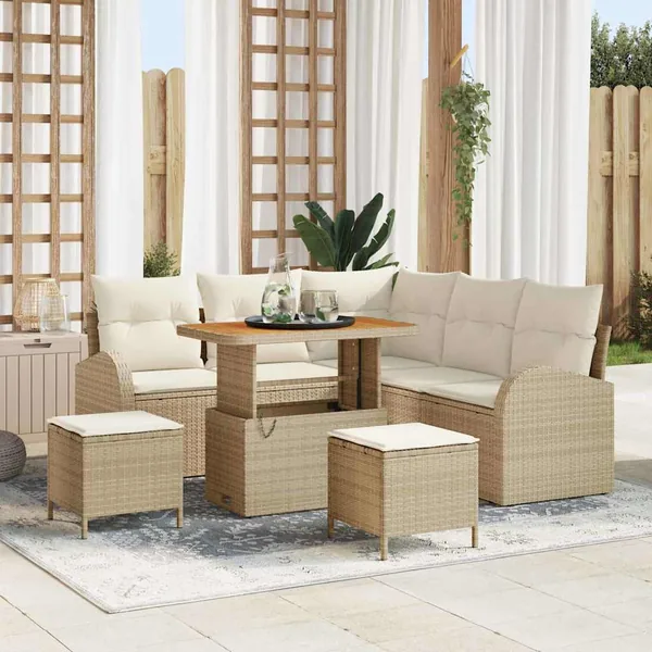 Ensemble de canapé de jardin avec coussin 8 pcs Beige et crème