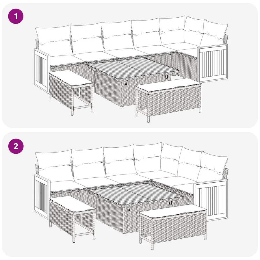 Ensemble de canapé de jardin avec coussin 9 pcs Gris - 10