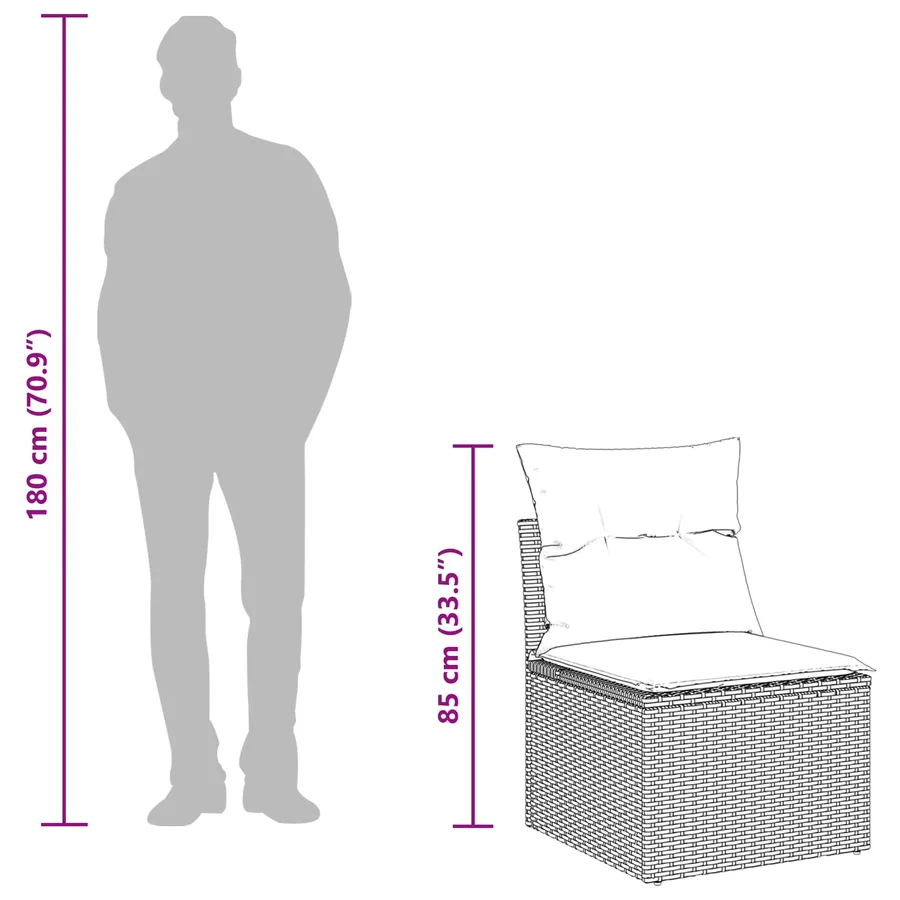 Ensemble de canapé de jardin avec coussin 9 pcs Gris - 16