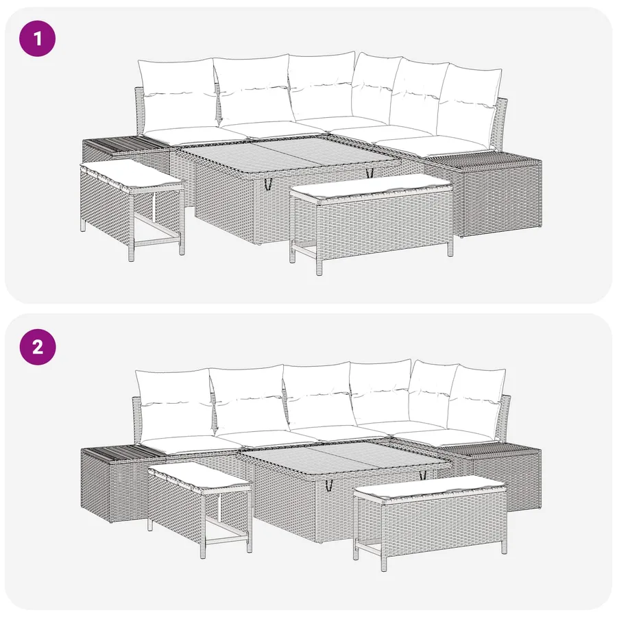 Ensemble de canapé de jardin avec coussin 8 pcs Gris - 10