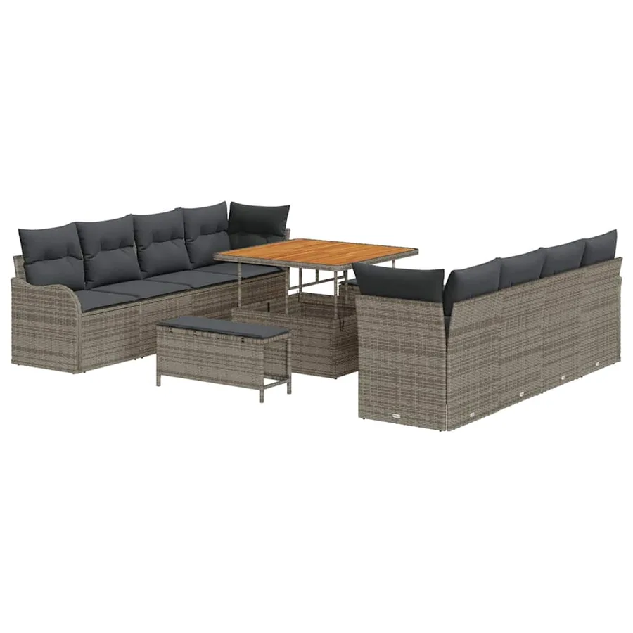 Ensemble de canapé de jardin avec coussin 11 pcs Gris - 2