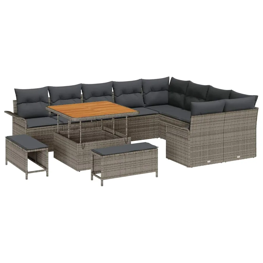 Ensemble de canapé de jardin avec coussin 12 pcs Gris - 2