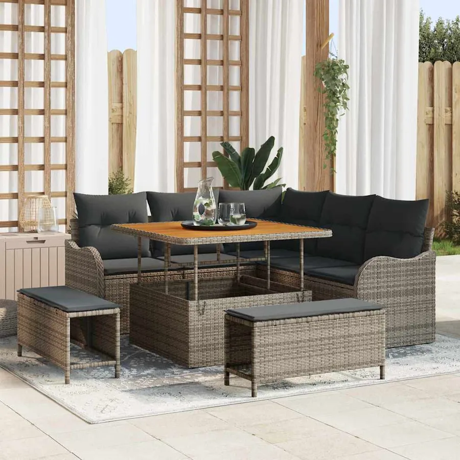 Ensemble de canapé de jardin avec coussin 8 pcs Gris