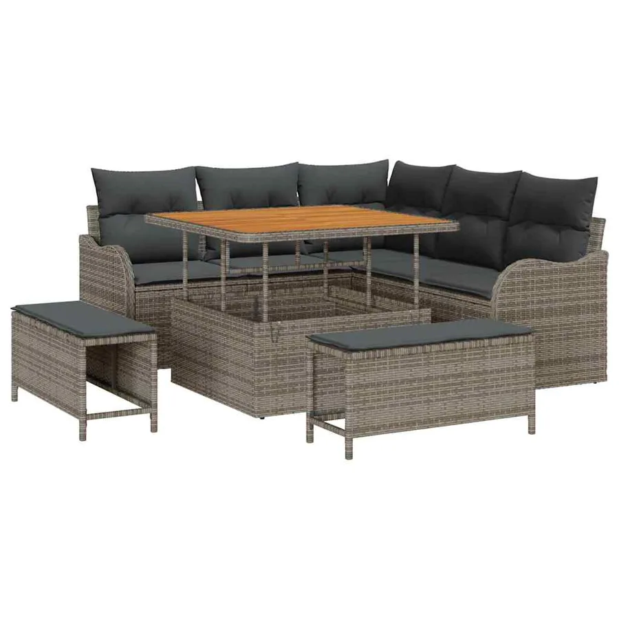 Ensemble de canapé de jardin avec coussin 8 pcs Gris - 2