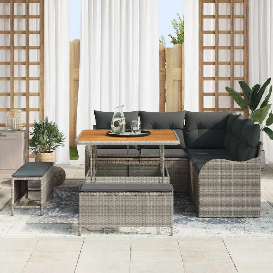 Ensemble de canapé de jardin avec coussin 8 pcs Gris - 3