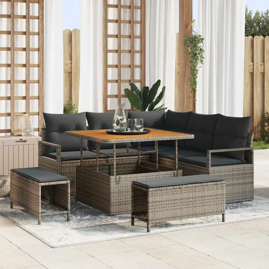Ensemble de canapé de jardin avec coussin 8 pcs Gris