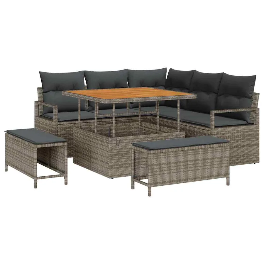 Ensemble de canapé de jardin avec coussin 8 pcs Gris - 2