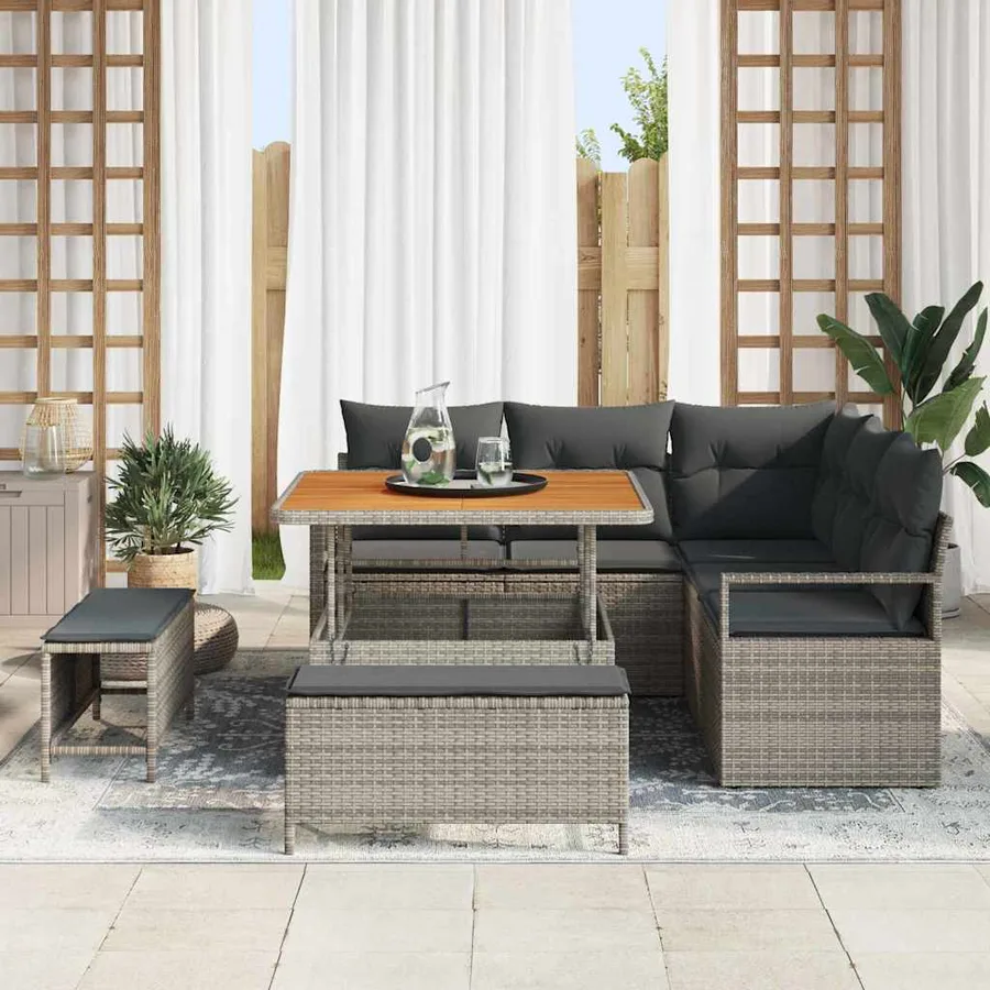 Ensemble de canapé de jardin avec coussin 8 pcs Gris - 3