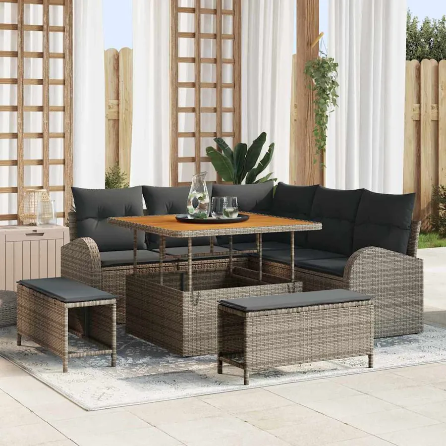Ensemble de canapé de jardin avec coussin 8 pcs Gris