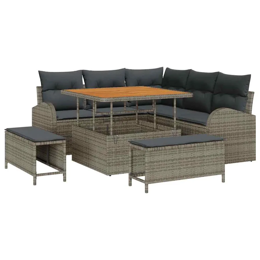 Ensemble de canapé de jardin avec coussin 8 pcs Gris - 2