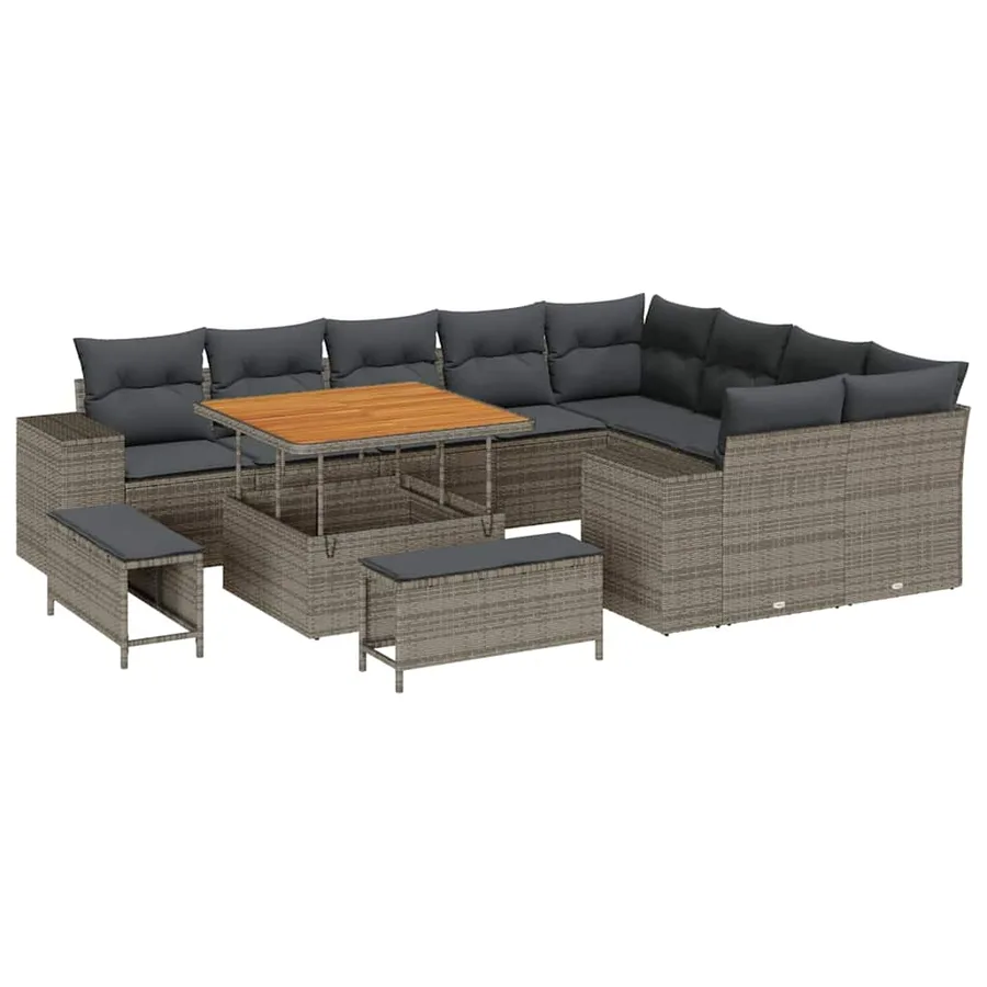 Ensemble de canapé de jardin avec coussin 12 pcs Gris - 2