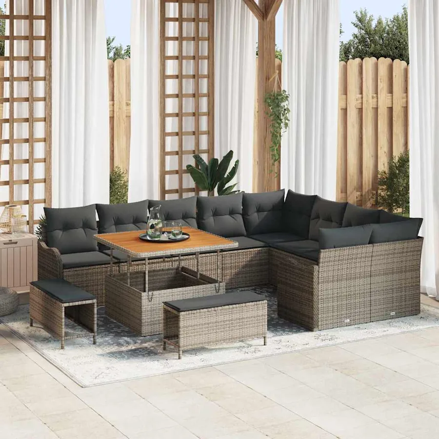Ensemble de canapé de jardin avec coussin 12 pcs Gris