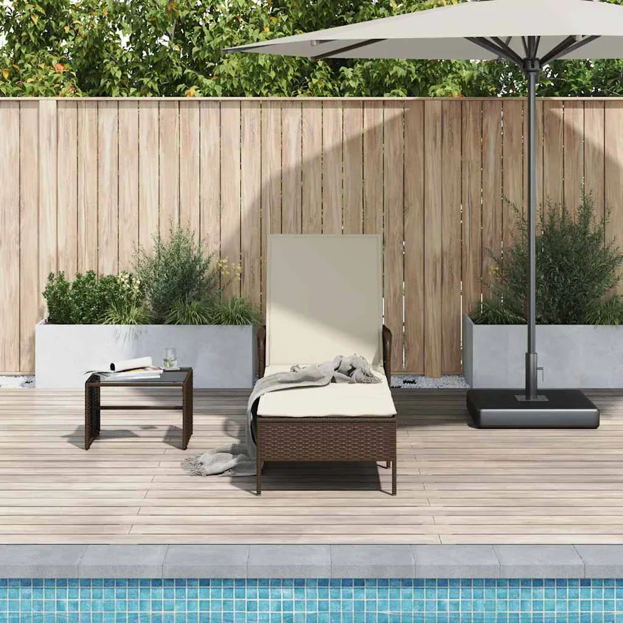 Transat Marron et crème blanche 55 x 200 x 92 cm polyrotin