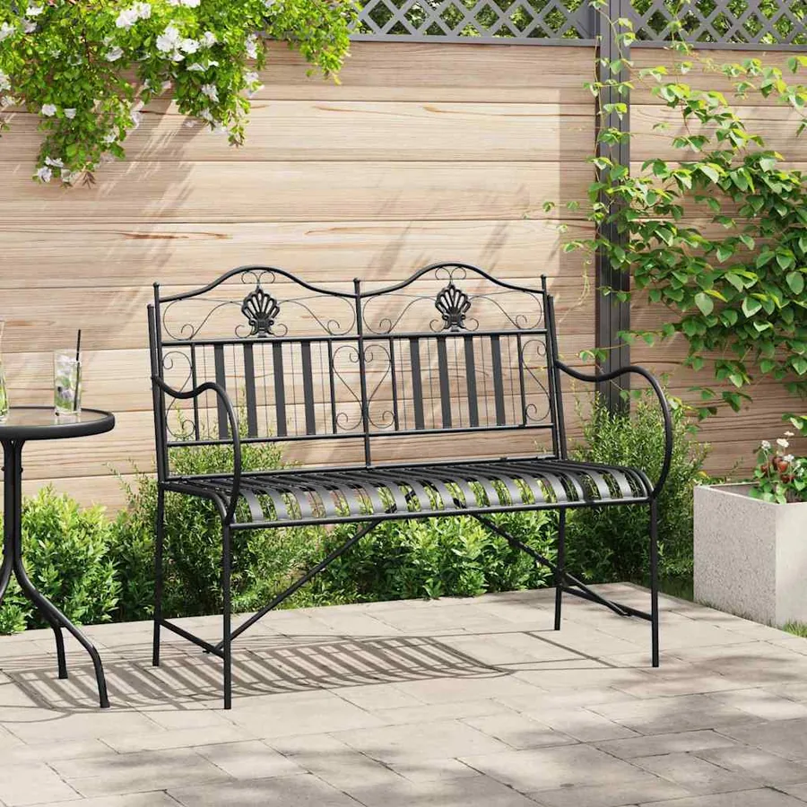 Banc de jardin Noir 103,5 x 59 x 89 cm Acier