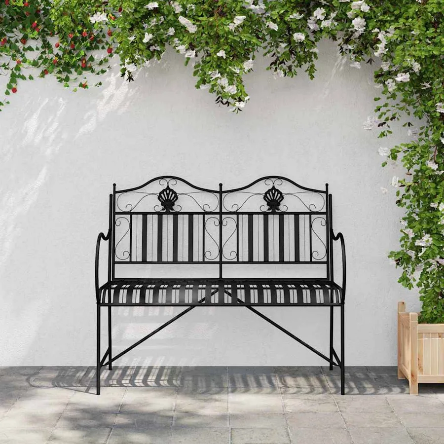 Banc de jardin Noir 103,5 x 59 x 89 cm Acier - 3