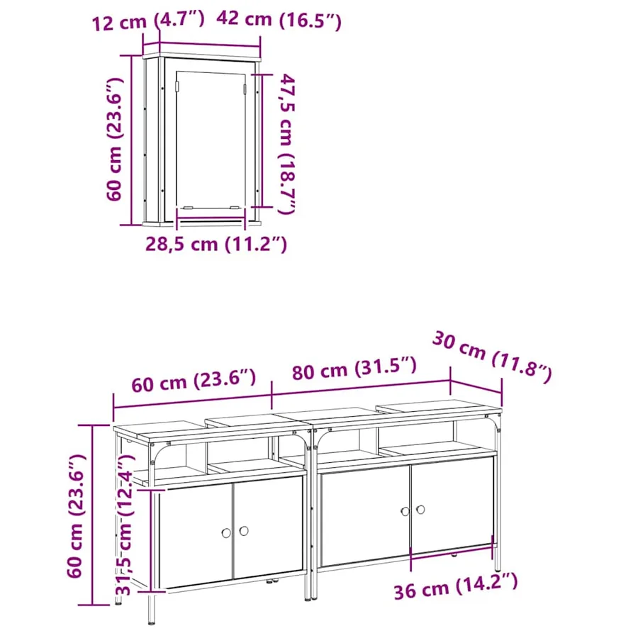 Ensemble de mobilier de salle de bain avec étagère 3 pcs Marron - 14