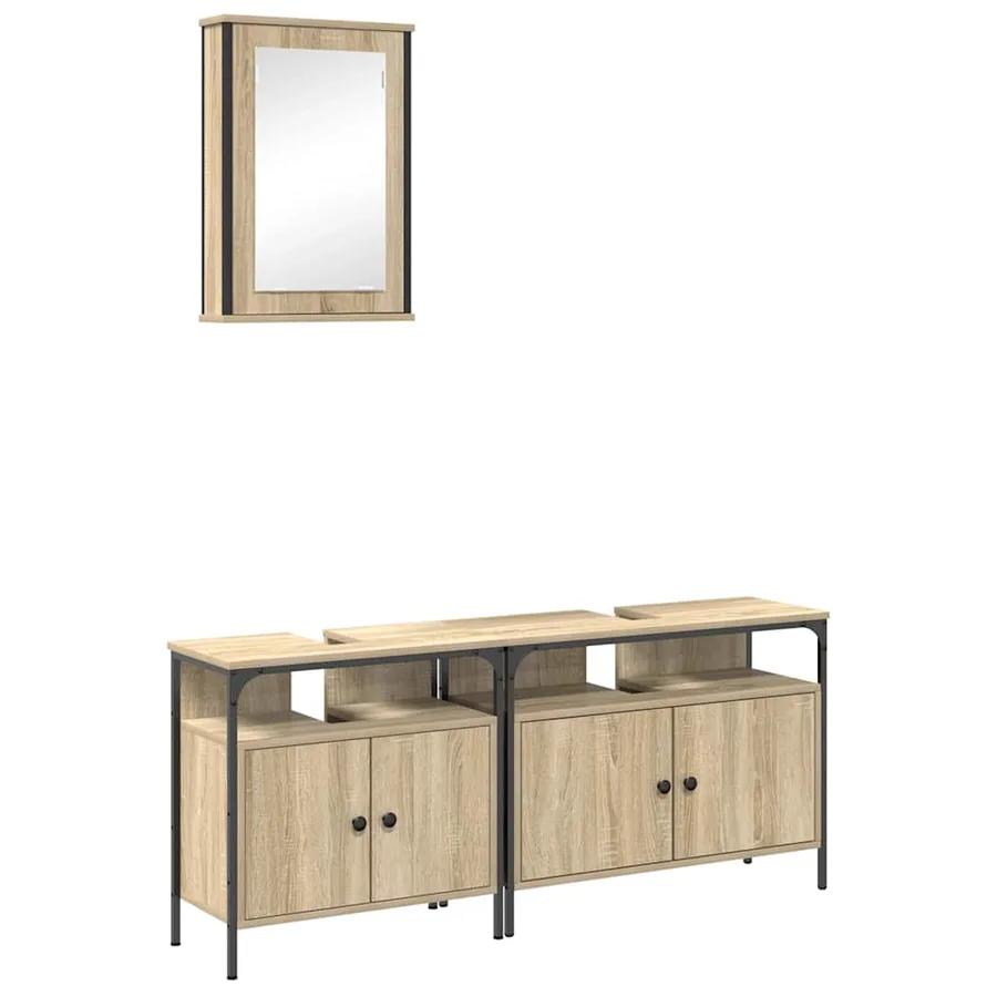Ensemble de mobilier de salle de bain avec étagère 3 pcs Marron - 2