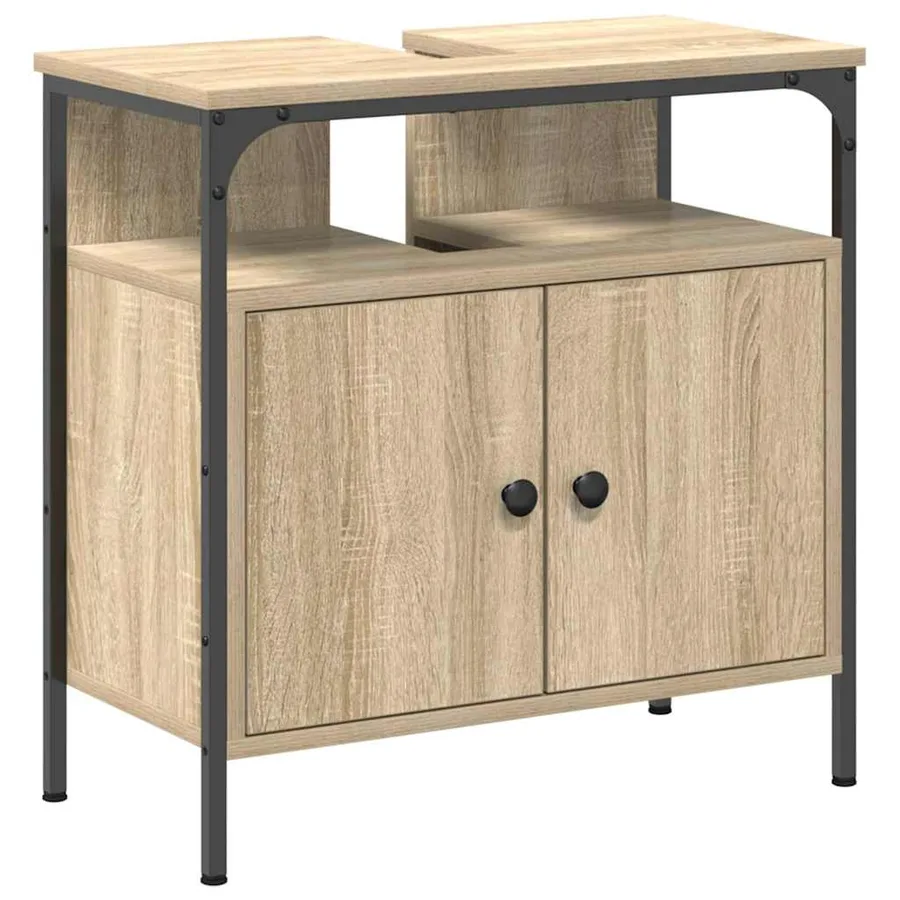 Ensemble de mobilier de salle de bain avec étagère 3 pcs Marron - 5