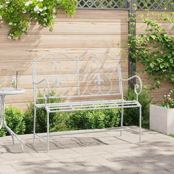Banc de jardin Blanc antique 104 x 54 x 93 cm Acier