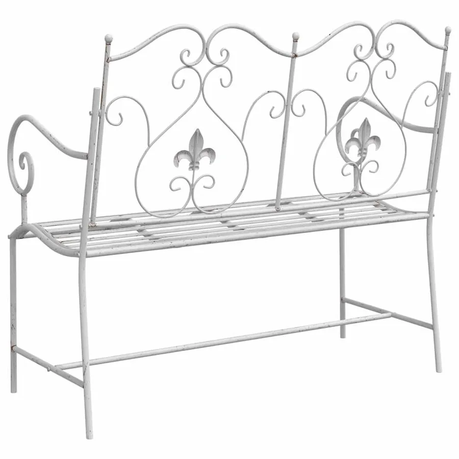 Banc de jardin Blanc antique 104 x 54 x 93 cm Acier - 6