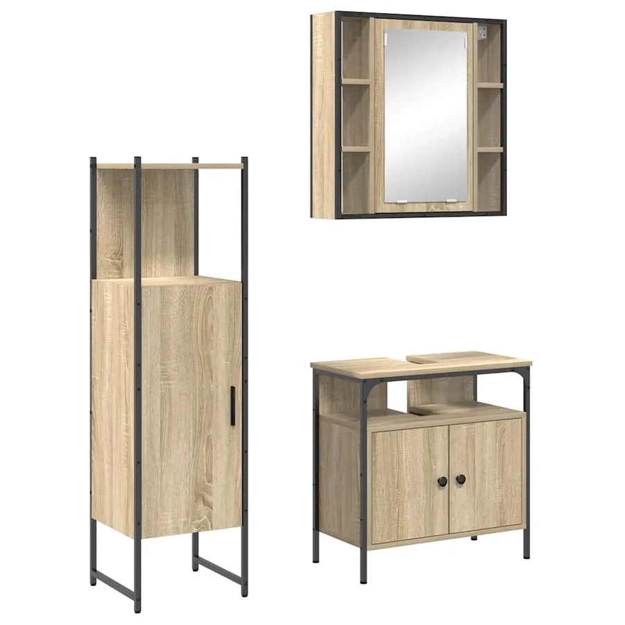 Ensemble de mobilier de salle de bain avec étagère 3 pcs Marron - 2