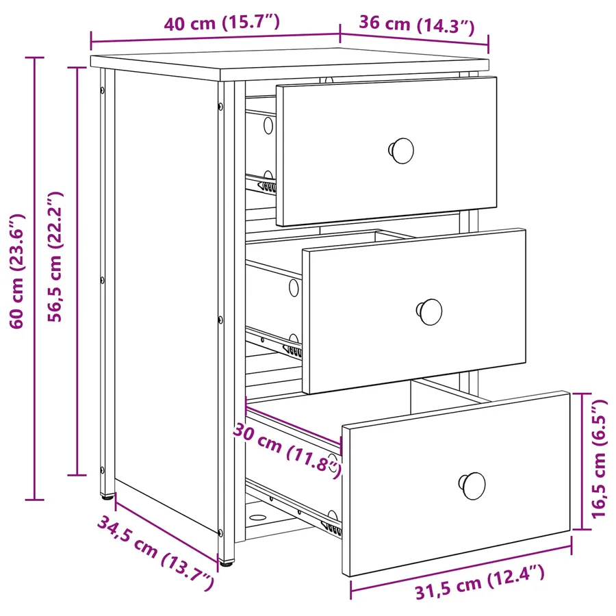 Cabinet de chevet Marron 40 x 36 x 60 cm Bois Recyclé Solide - 13