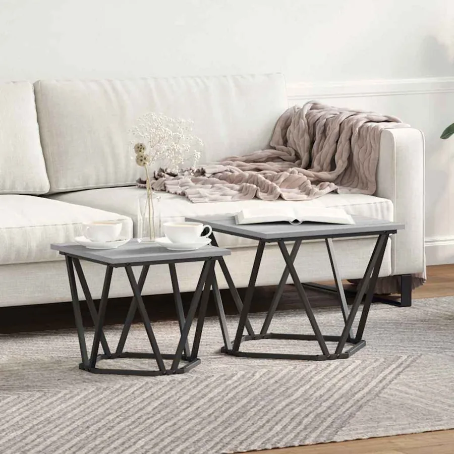 Ensemble de tables d'appoint 2 pcs Gris Sonoma