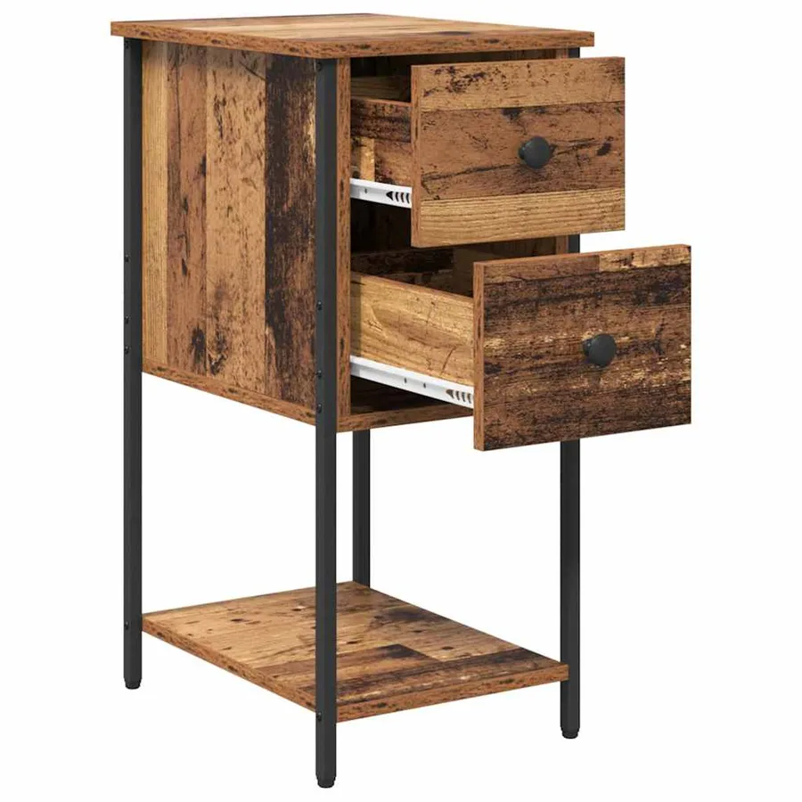 Cabinet de chevet avec tiroir 2 pcs Bois ancien 32 x 42 x 70 cm - 6